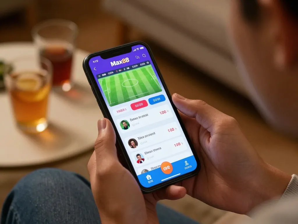 Engaging user accessing link max88 on mobile for live betting action during a football match