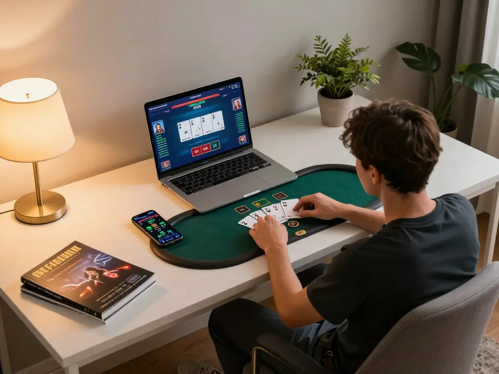 Engaging gaming moment at TIP88 with a player focused on online poker bets and strategy.