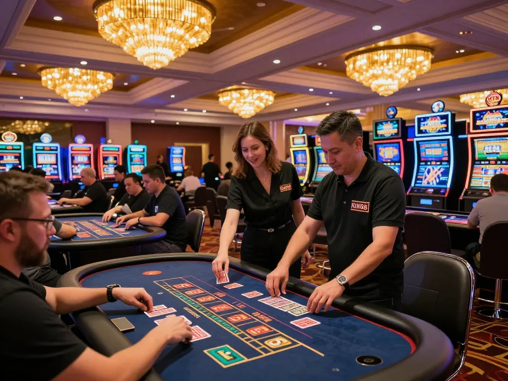 KONG88 casino floor buzzing with players engaged in various table games, showcasing the excitement of live gambling.