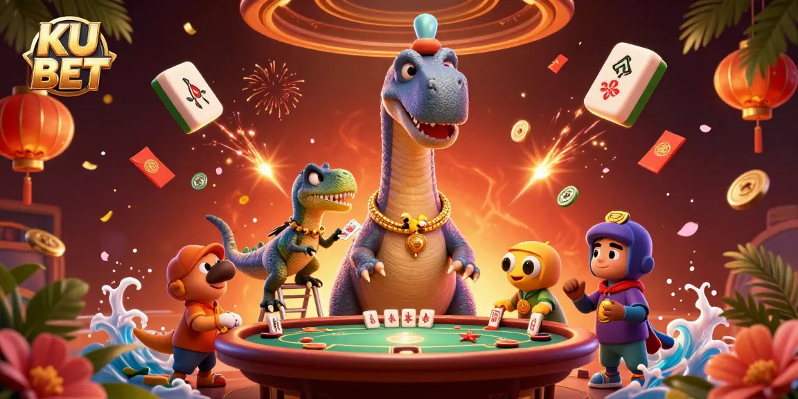 Play exciting games at KU BET with oversized creatures, vibrant casino elements, and a captivating atmosphere.