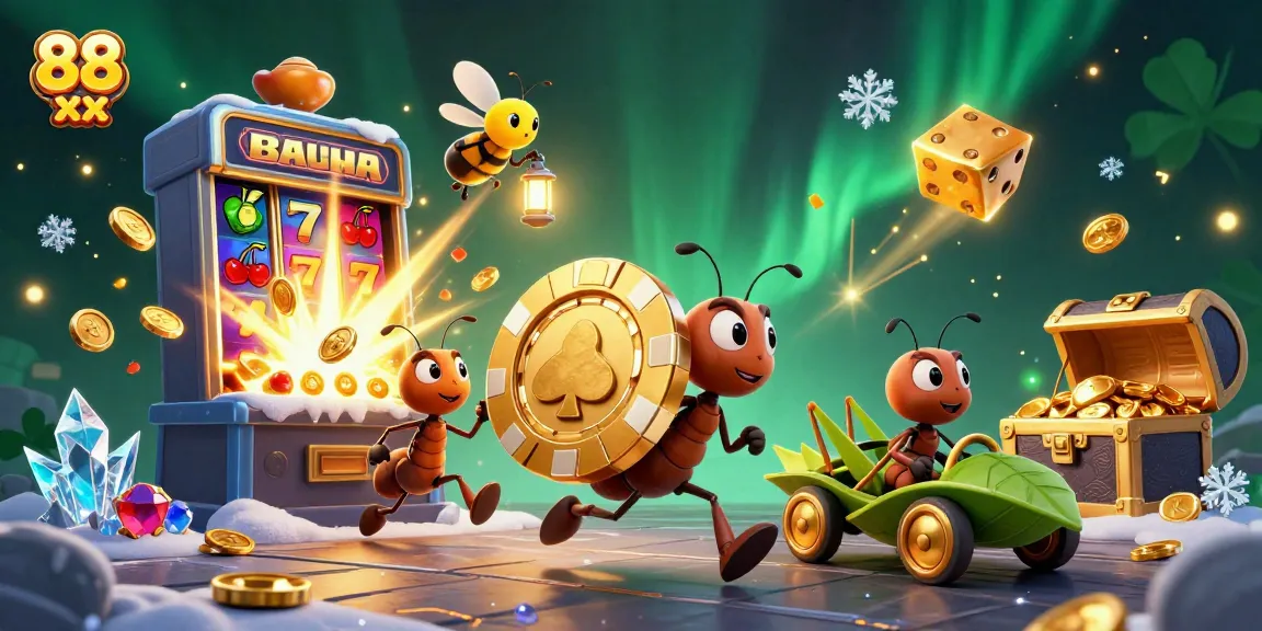 Experience the excitement of 88 xx casino gaming with dynamic scenes of ants on a heist carrying gold.