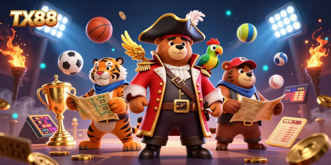Experience exciting sports betting with TX88, featuring dynamic characters and vibrant game elements.