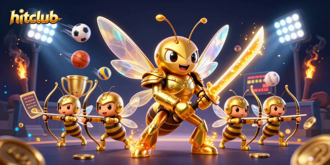 Experience thrilling gameplay at hitclub with captivating graphics and dynamic sports elements in this 3D illustration.