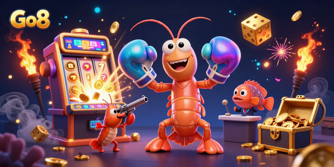 Go8 unleashes jackpot excitement with dynamic casino elements, showcasing vibrant 3D art.